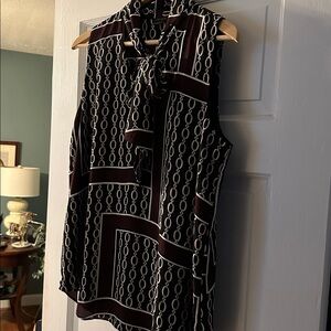 Ann Taylor Black, White, Burgubdy Sleeveless Top